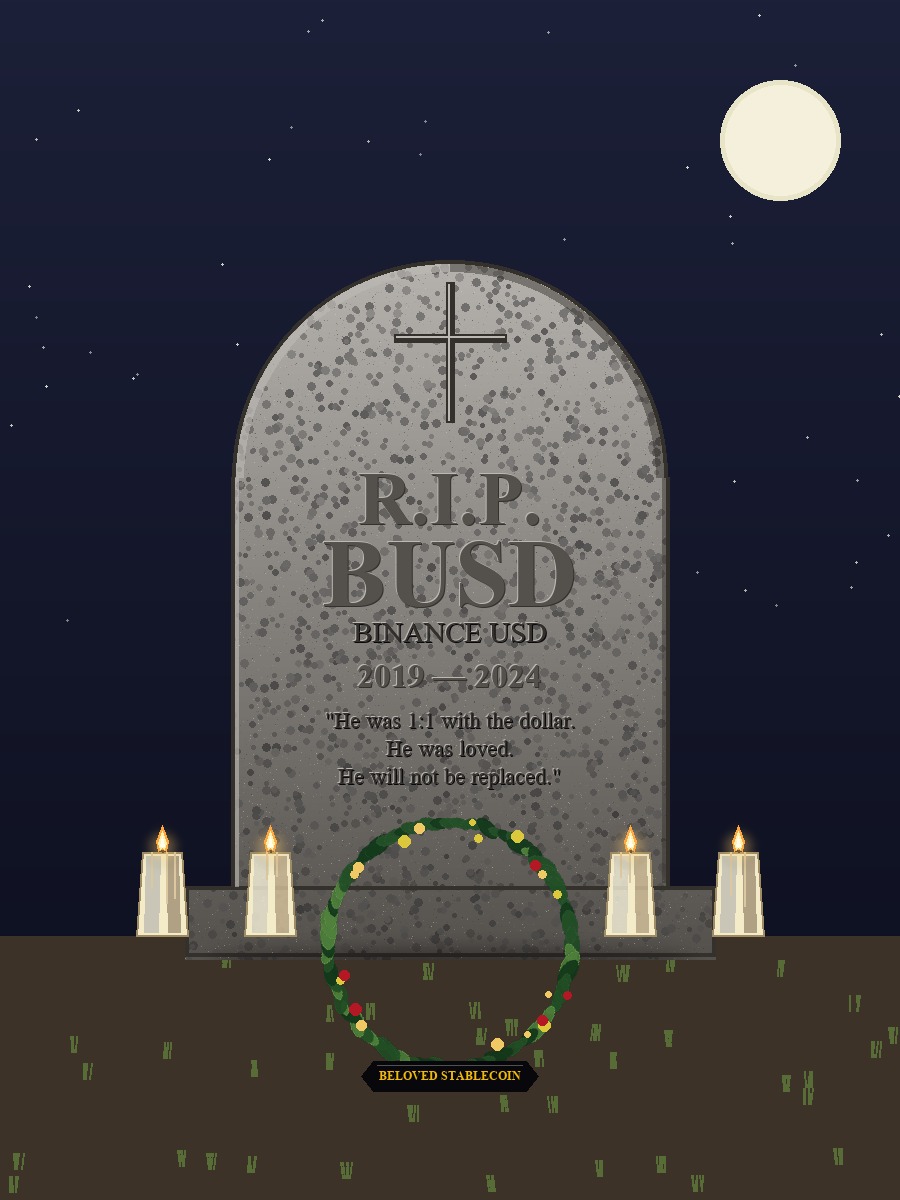 BUSD tombstone with wreath